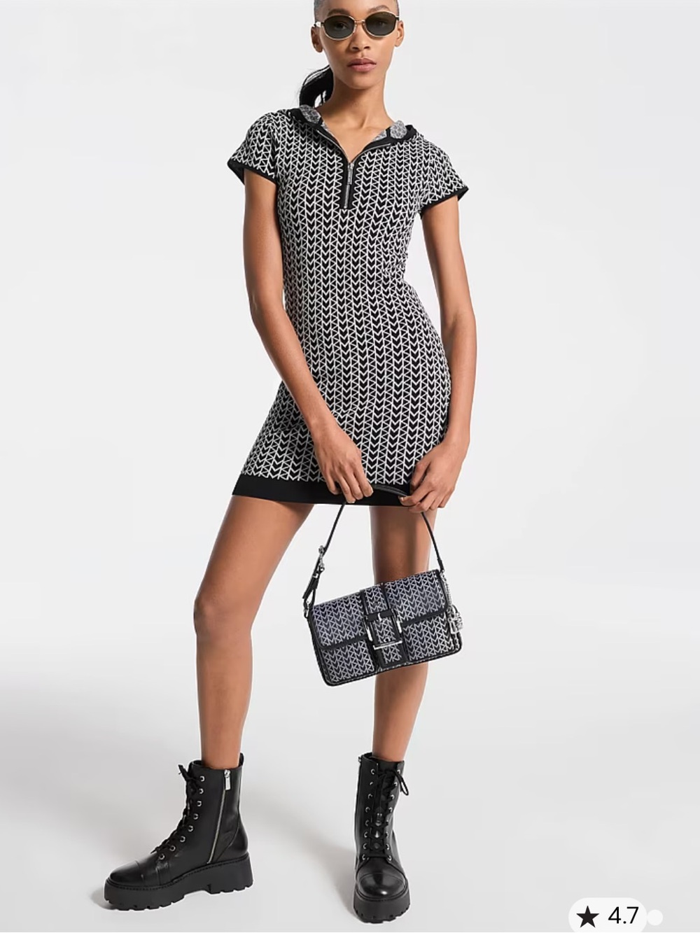 Michael Kors MK2000 Logo Jacquard Hoodie Dress